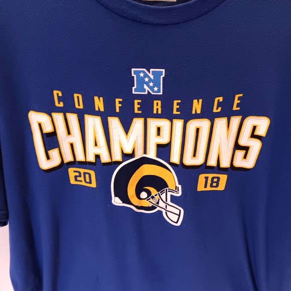 Los Angeles Rams T-shirt Mens L Blue 2018 Conference Champions NFL Football - Picture 4 of 8